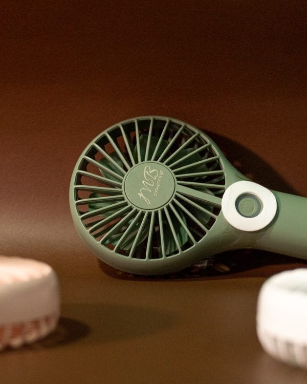Green mini rechargeable makeup fan by MB Cosmetics BZ
