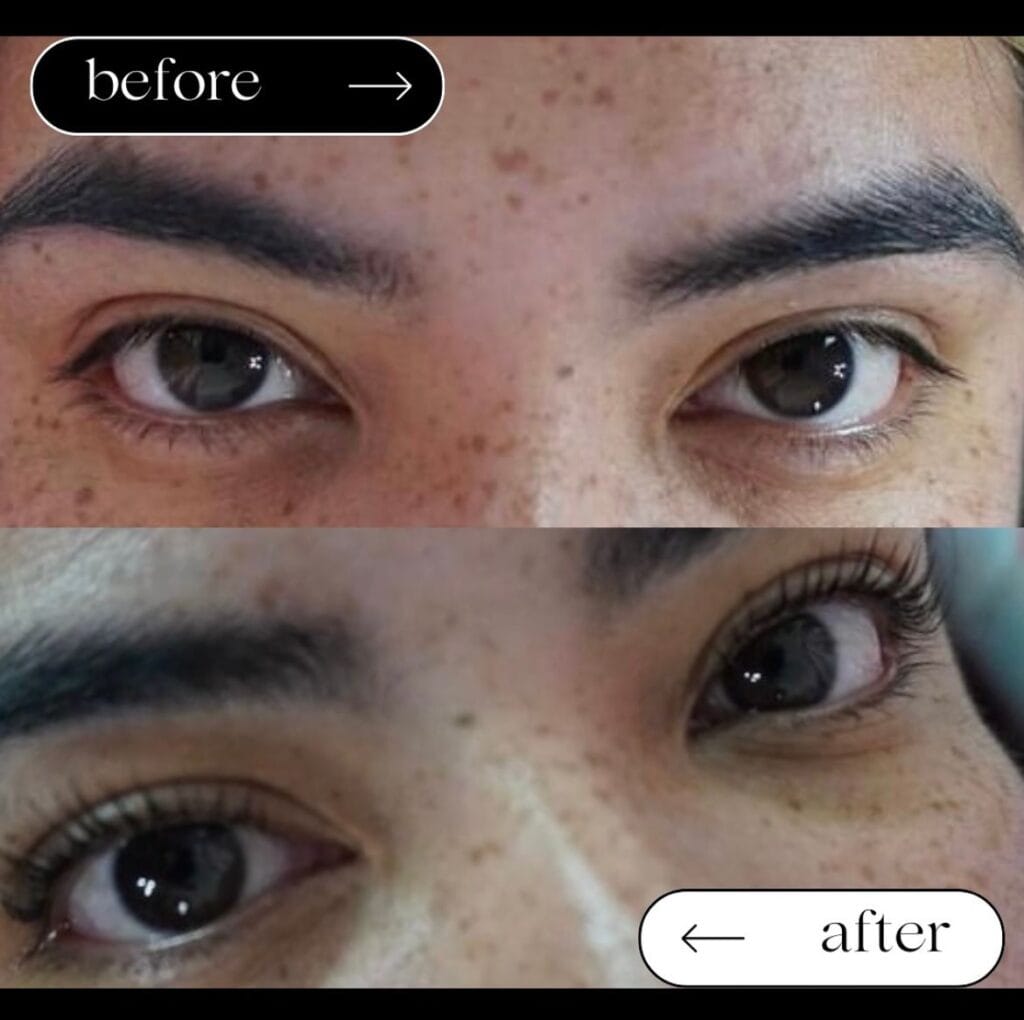 Lash lift and tint result by MB Cosmetics BZ in San Ignacio Belize